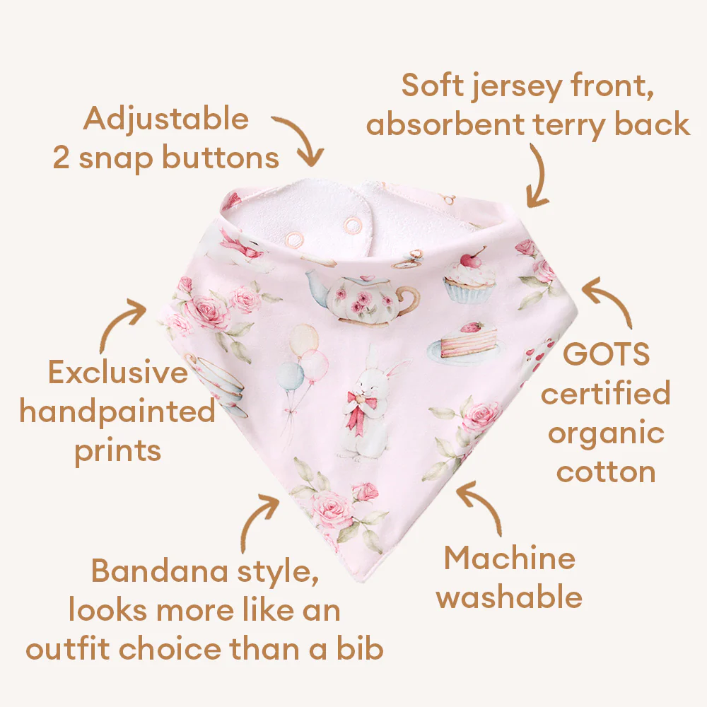 Aliceās Tea Party Organic Dribble Bib - Image 4