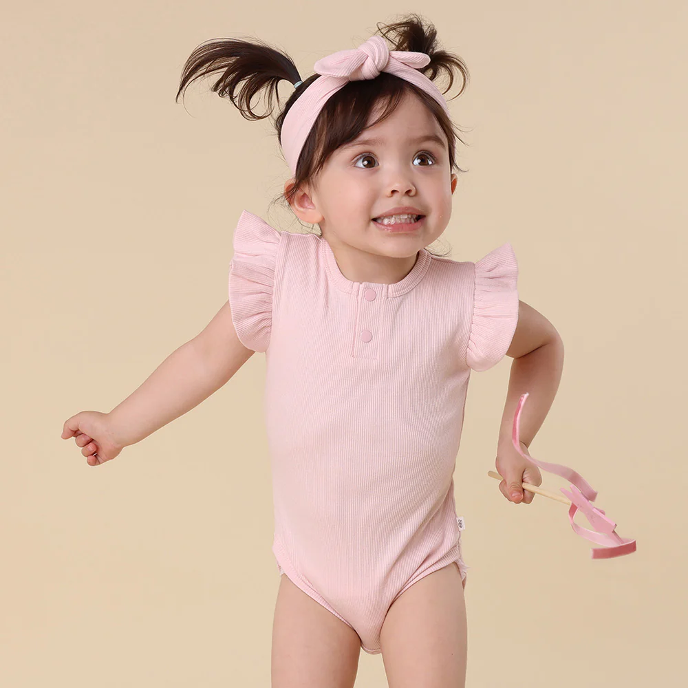 Baby Pink Short Sleeve Organic Bodysuit with Frill