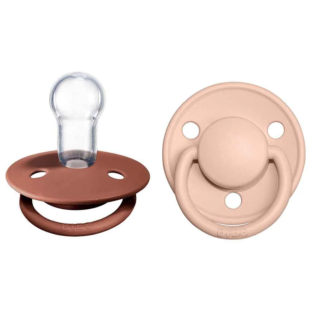 BIBS De Lux Silicone Dummy 2 Pack - Woodchuck/ Blush
