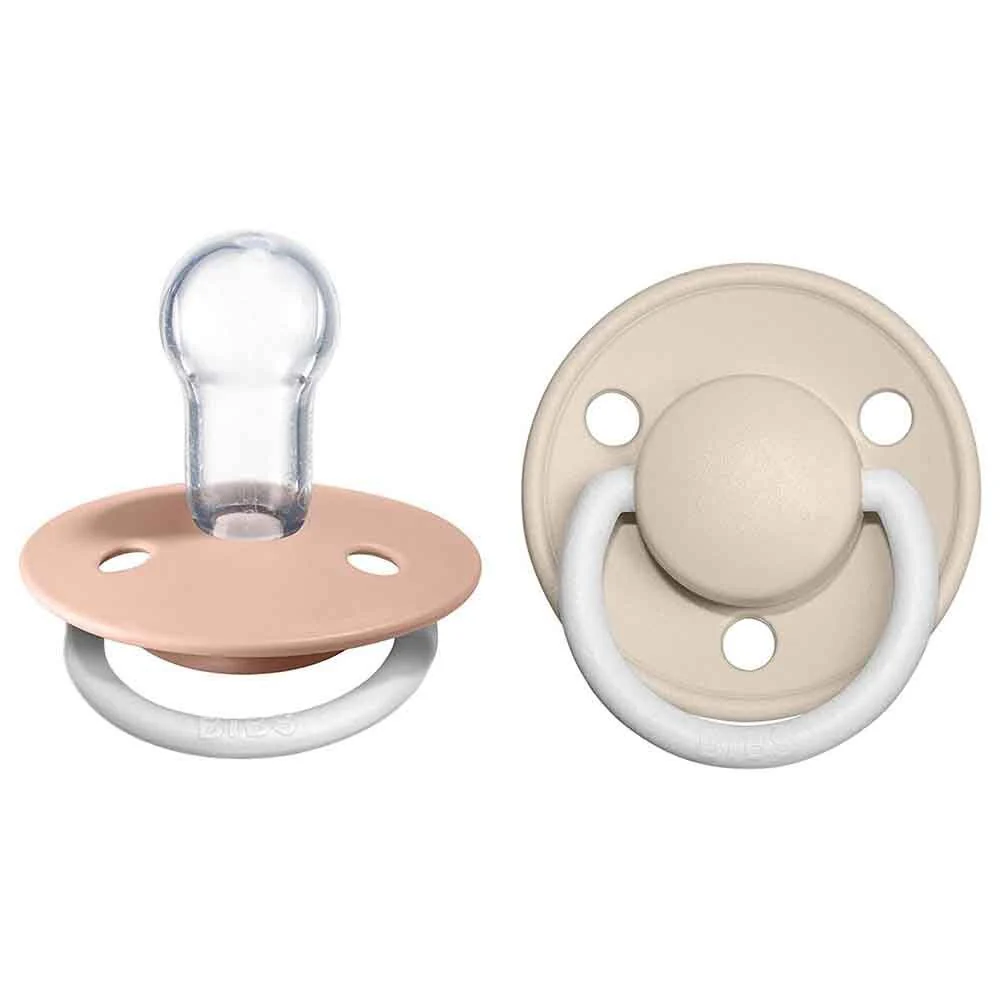 BIBS De Lux Silicone Night Glow Dummy 2 Pack - Blush/ Vanilla