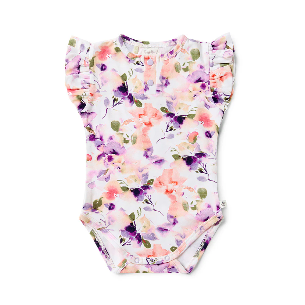 Blushing Beauty Short Sleeve Organic Bodysuit with Frill - Image 2