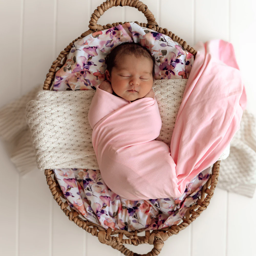 Bubblegum Organic Jersey Wrap & Topknot Set - Image 3