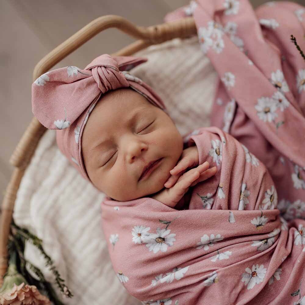 Daisy Organic Jersey Wrap & Topknot Set - Image 3