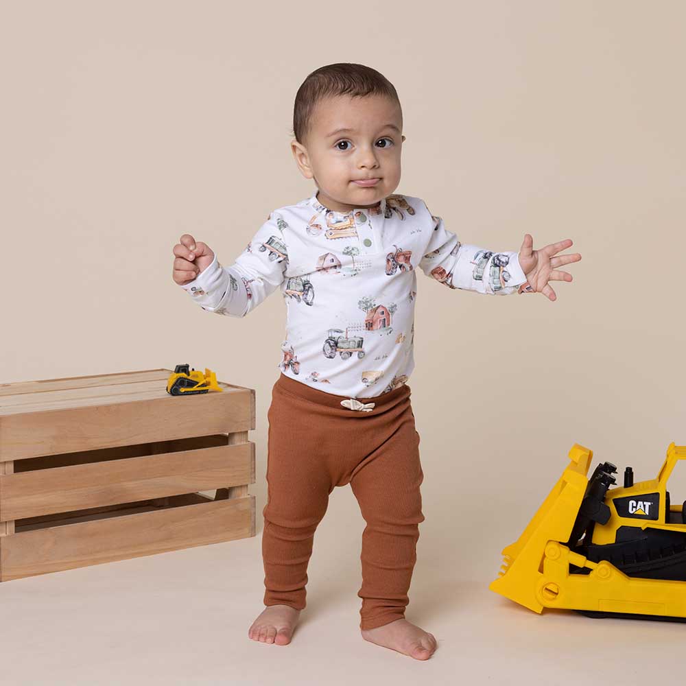 Diggers & Tractors Long Sleeve Organic Bodysuit - Image 3