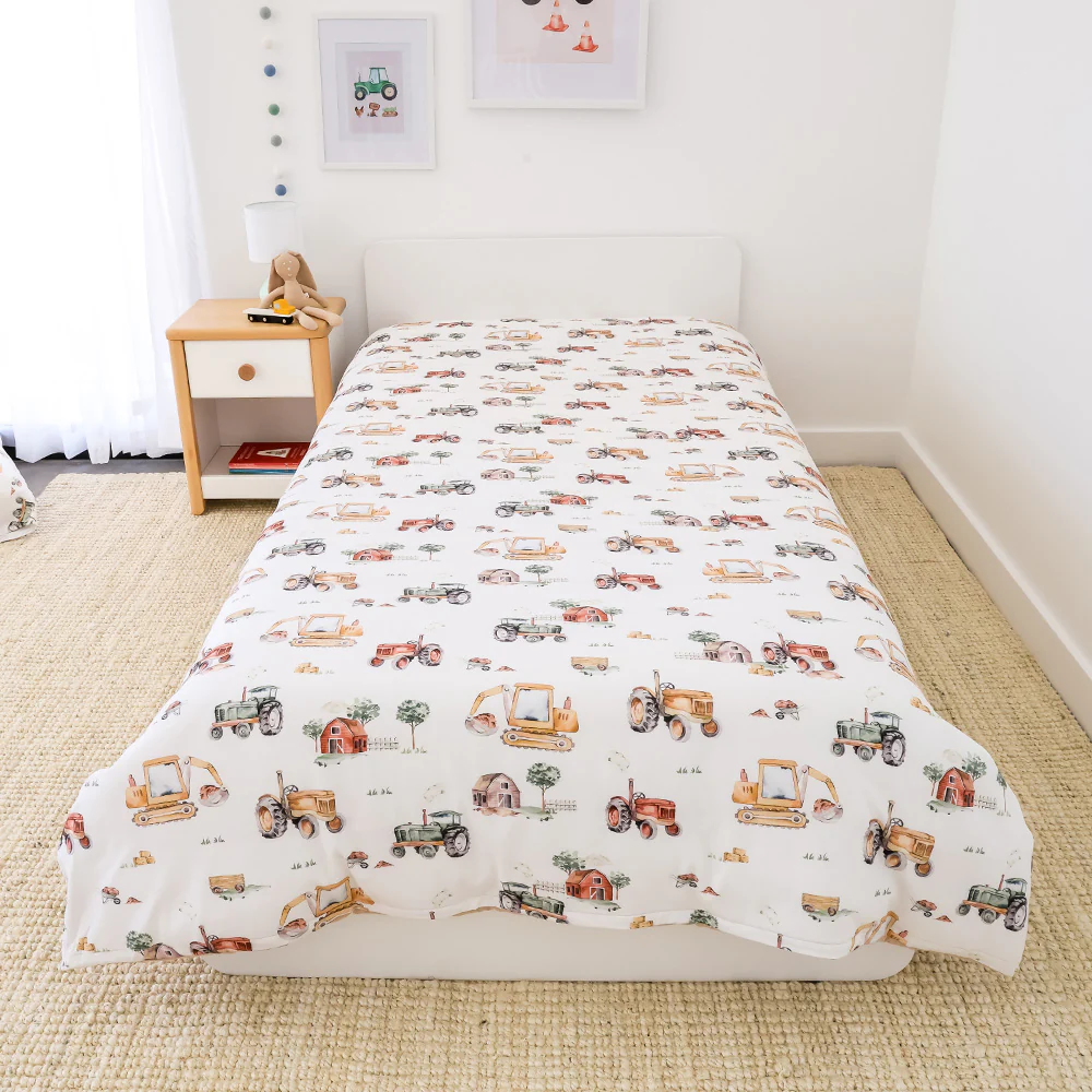 Diggers & Tractors Organic Cotton Quilt Cover