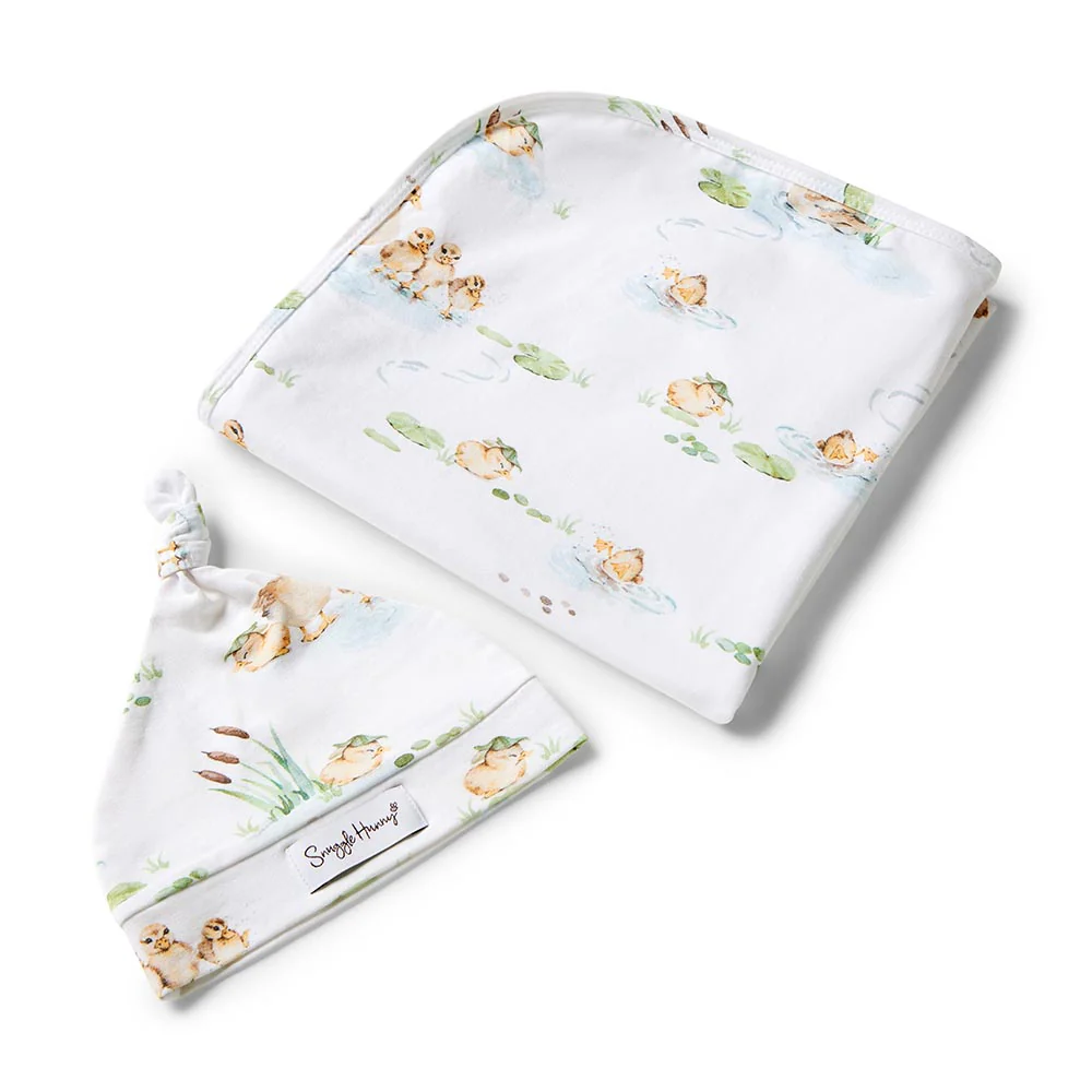 Duck Pond Organic Jersey Wrap & Beanie Set - Image 2