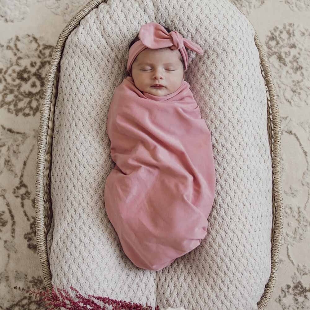 Jewel Pink Organic Jersey Wrap & Topknot Set - Image 3
