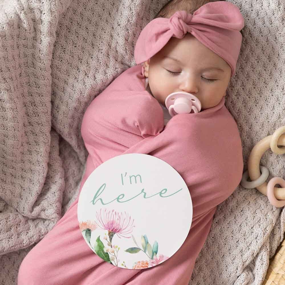 Jewel Pink Organic Jersey Wrap & Topknot Set - Image 8