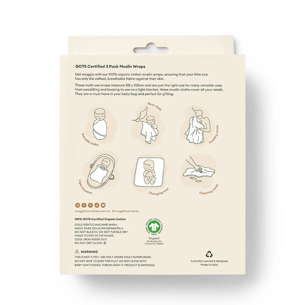 Large Organic Muslin Wraps 3 Pack - Lion/Bronze/Milk - Image 3