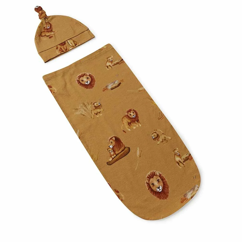 Roar Organic Snuggle Swaddle & Beanie Set - Image 2