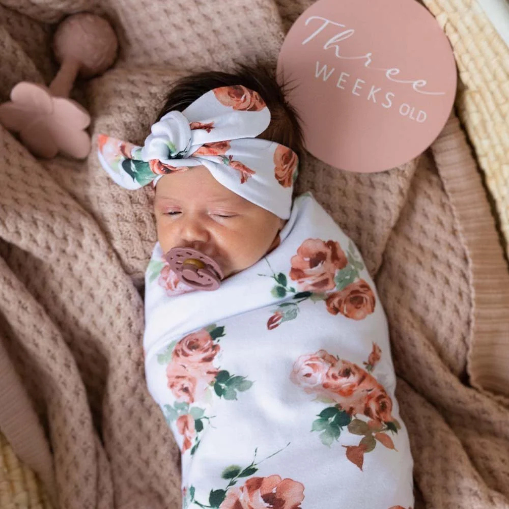 Rosebud Organic Jersey Wrap & Topknot Set - Image 10