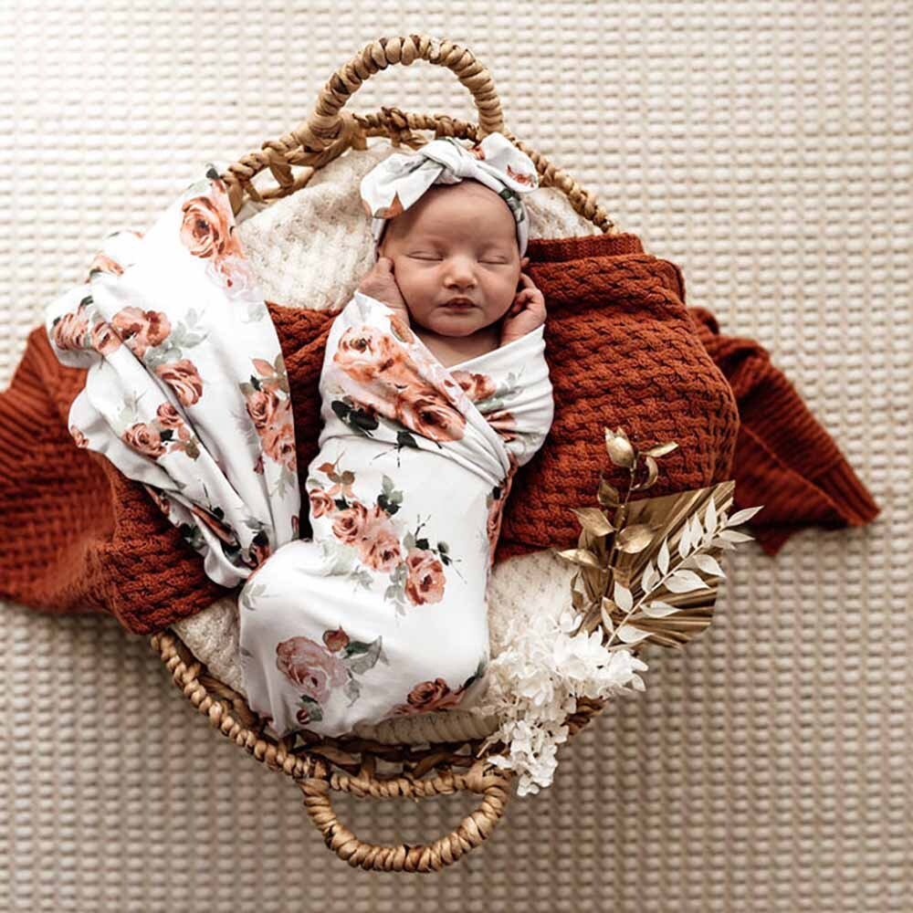 Rosebud Organic Jersey Wrap & Topknot Set - Image 3