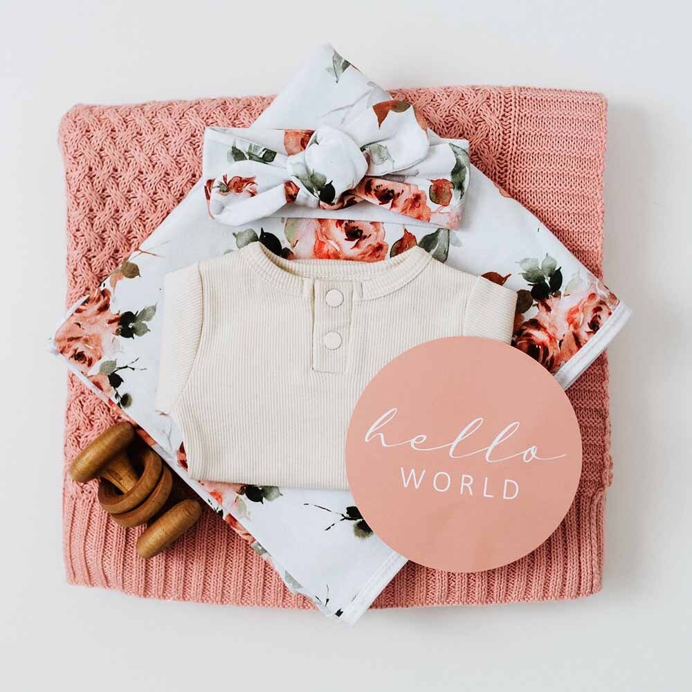 Rosebud Organic Jersey Wrap & Topknot Set - Image 8