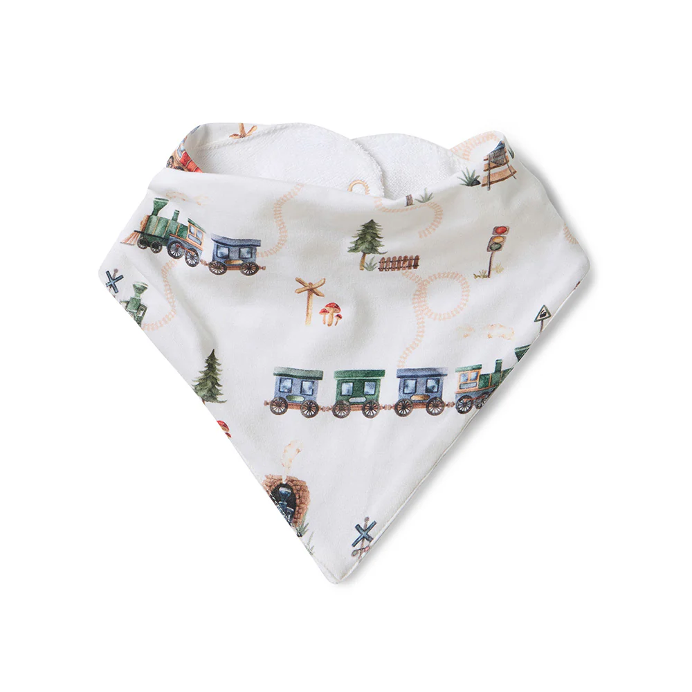 Trains Organic Dribble Bib - Image 2
