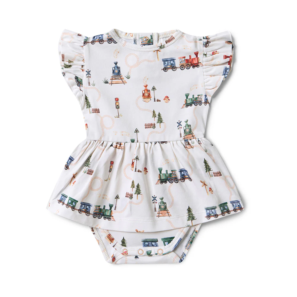 Trains Short Sleeve Organic Dress - Image 2
