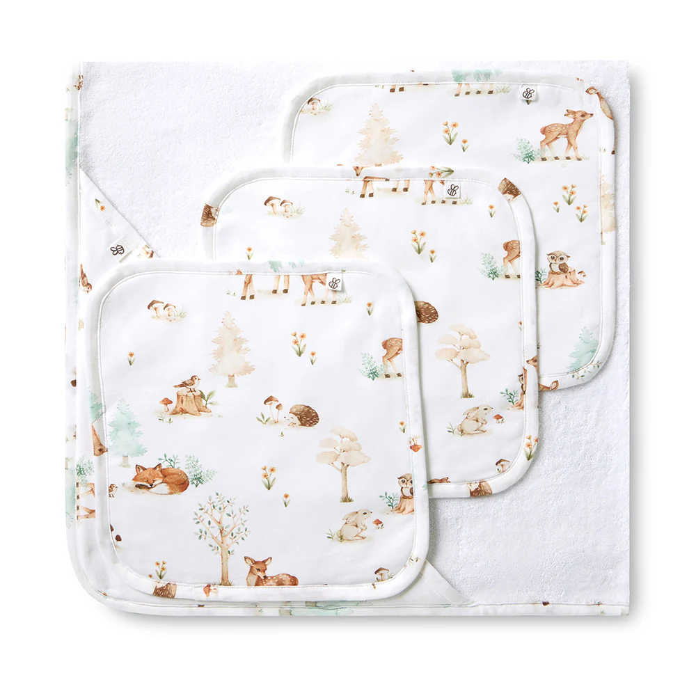 Woodland Tales Organic Baby Towel & Wash Cloth Set